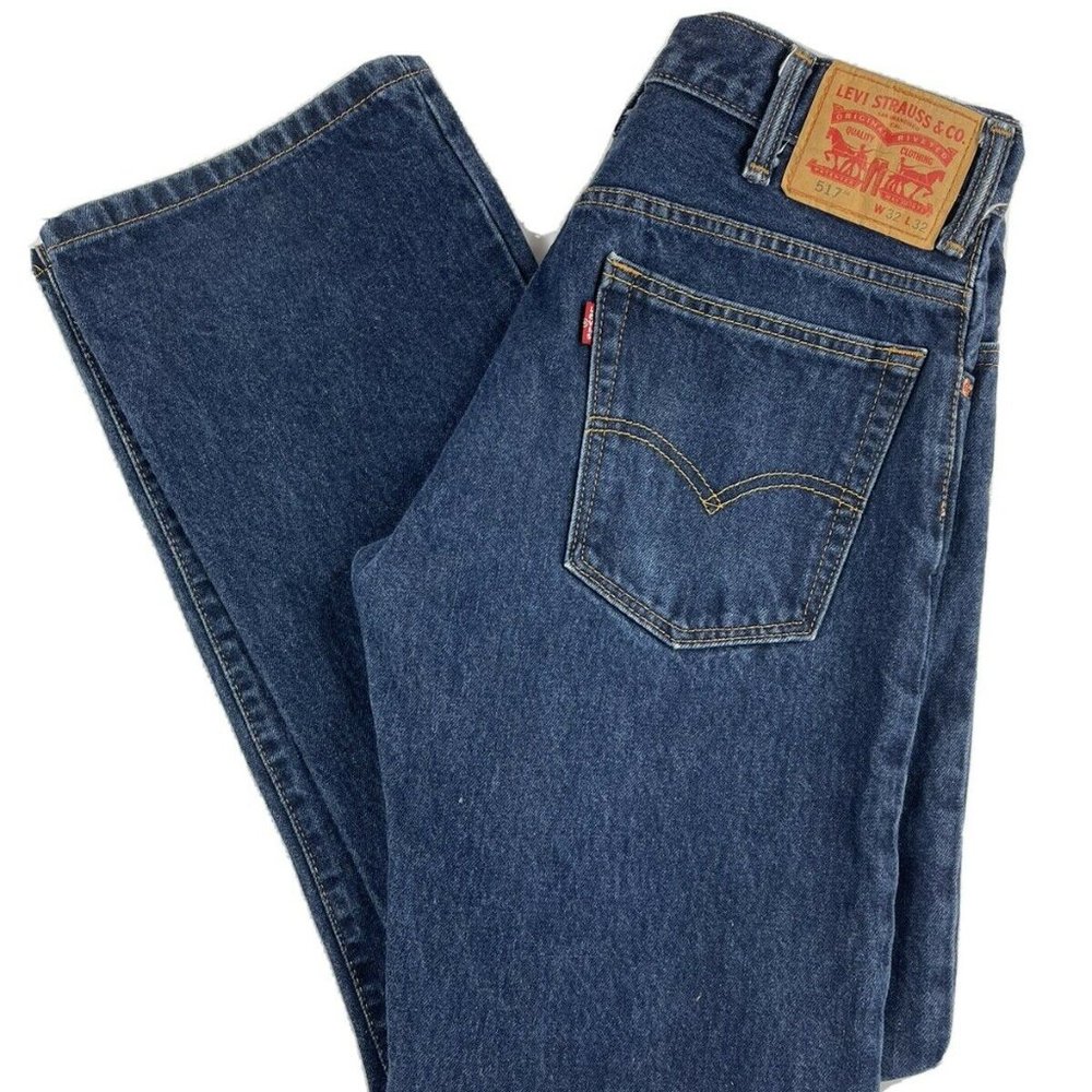 Levis Mens 517 Mid Rise Denim Boot Cut Cotton Blue
